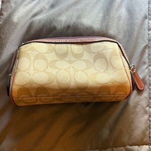 Coach Tan and Brown Wristlet Clutch